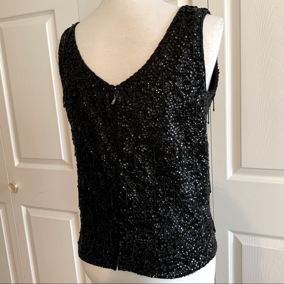 Vintage sequin party flapper sparkly beaded wool crop top size M - Picture 3 of 6